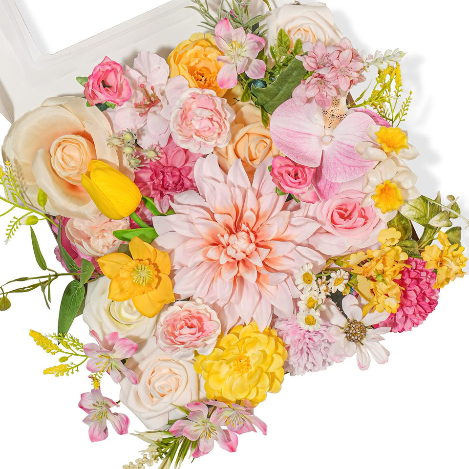 TINGE TIME rose artificial flowers pink yellow combo for elegant DIY decor