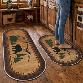 Tinideya bear cub scene cabin rug enhances cozy cabin vibe with visual warmth.