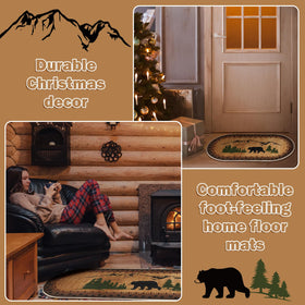 Tinideya bear farmhouse decor rug blends with rustic interiors.