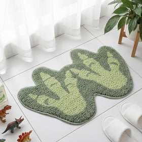 Tinideya dinosaur footprints bath rug with aqua green non-slip backing for safe bathrooms