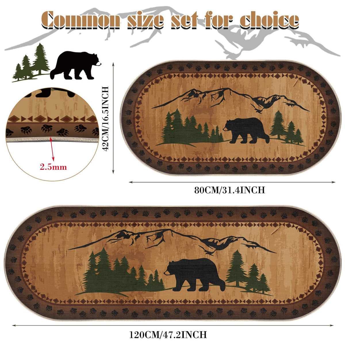 Tinideya rustic bear pattern rug adds rustic charm to living spaces.