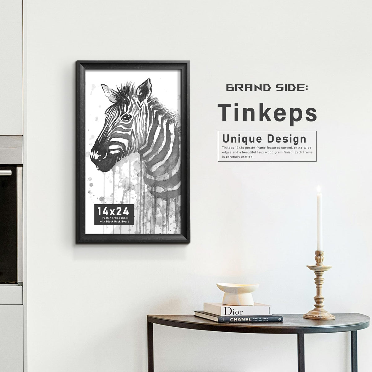 Pre-installed hanging hardware on the Tinkeps 14x24 frame