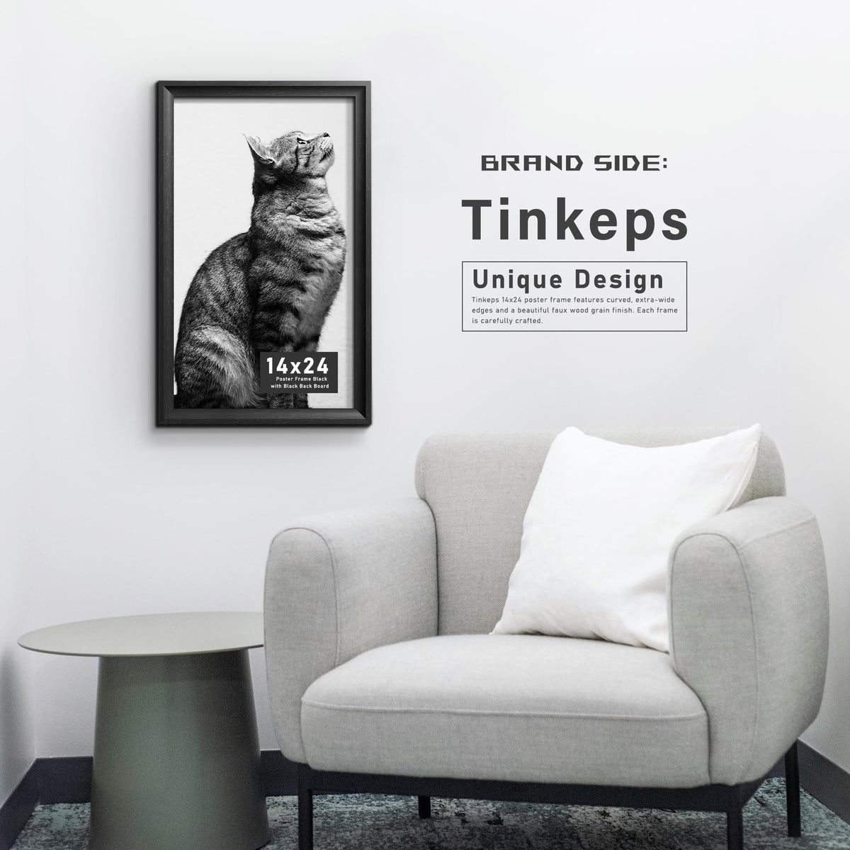 Tinkeps 14x24 black frame mounted for vertical or horizontal display