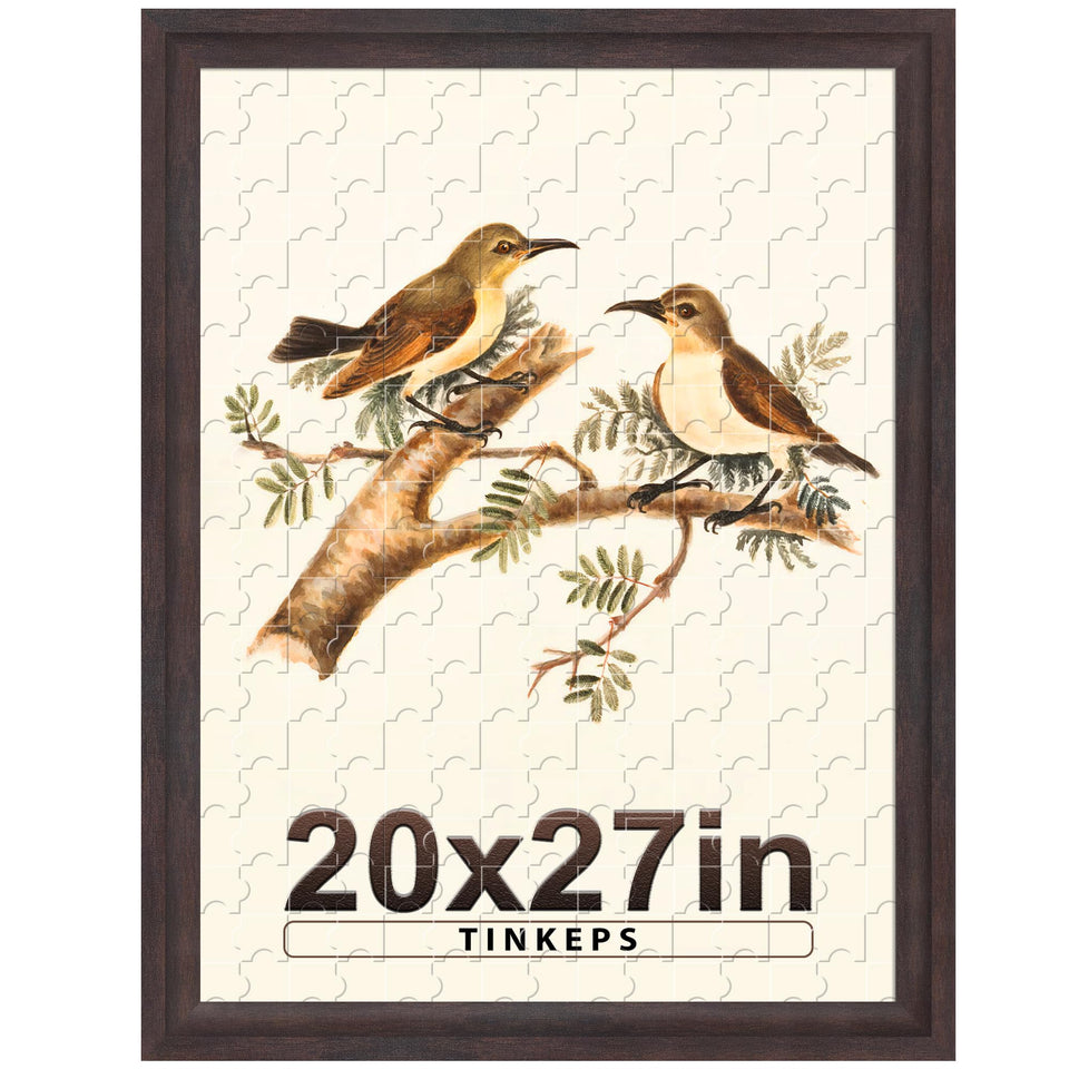 Tinkeps 20x27 walnut frame front view with curved edges for wall display.