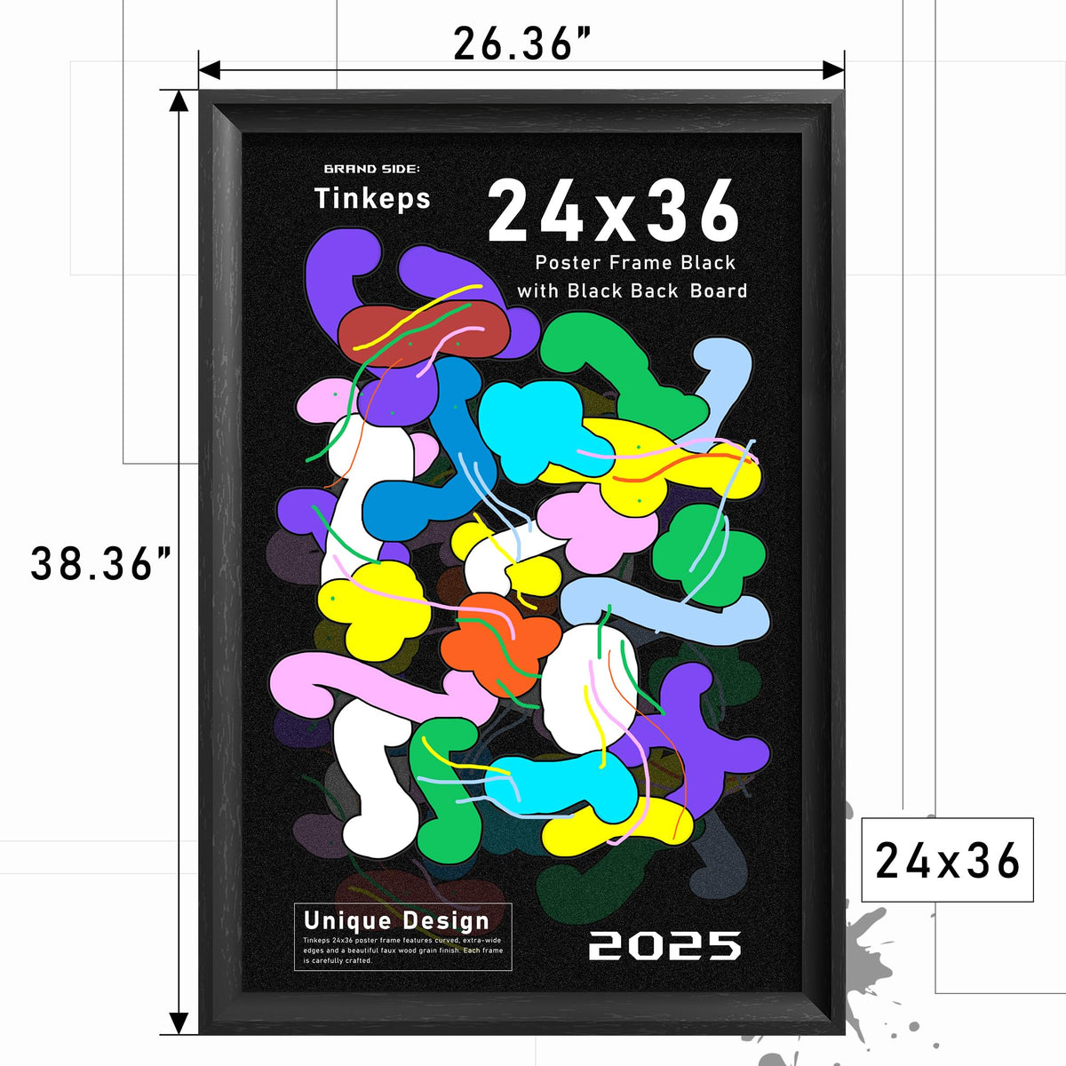 Tinkeps frame features a black back board for secure poster mounting.