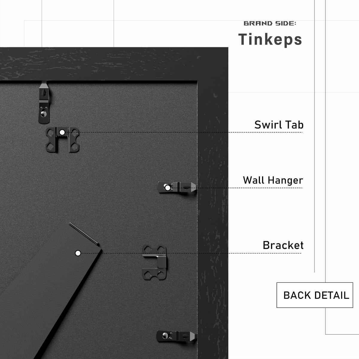 Tinkeps easy-install poster frame supports vertical or horizontal hanging.