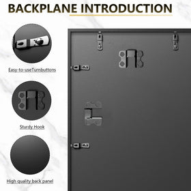 Tinkeps back hook and sawtooth hanger enable easy wall hanging.