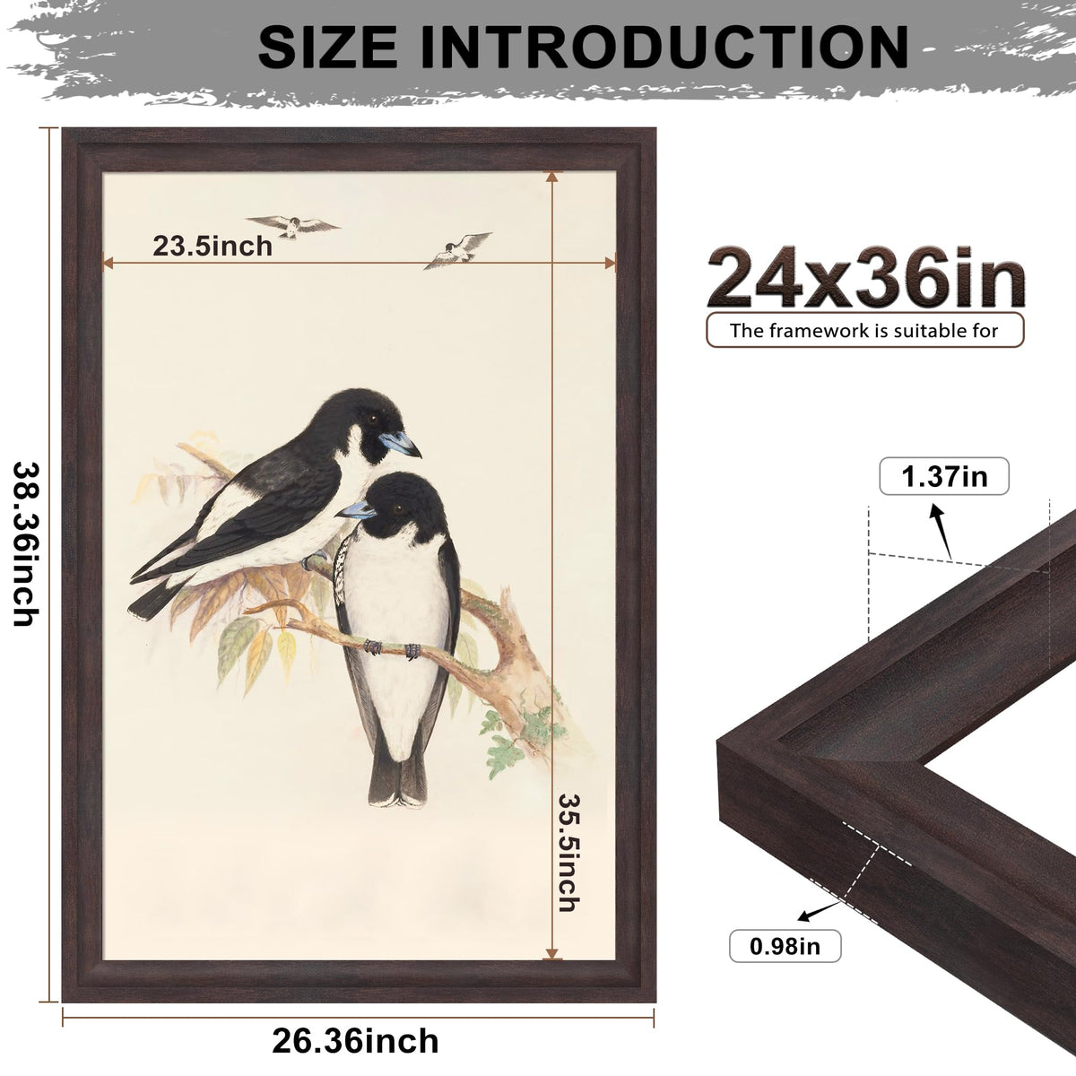 Tinkeps walnut frame curved edges and faux grain for premium look