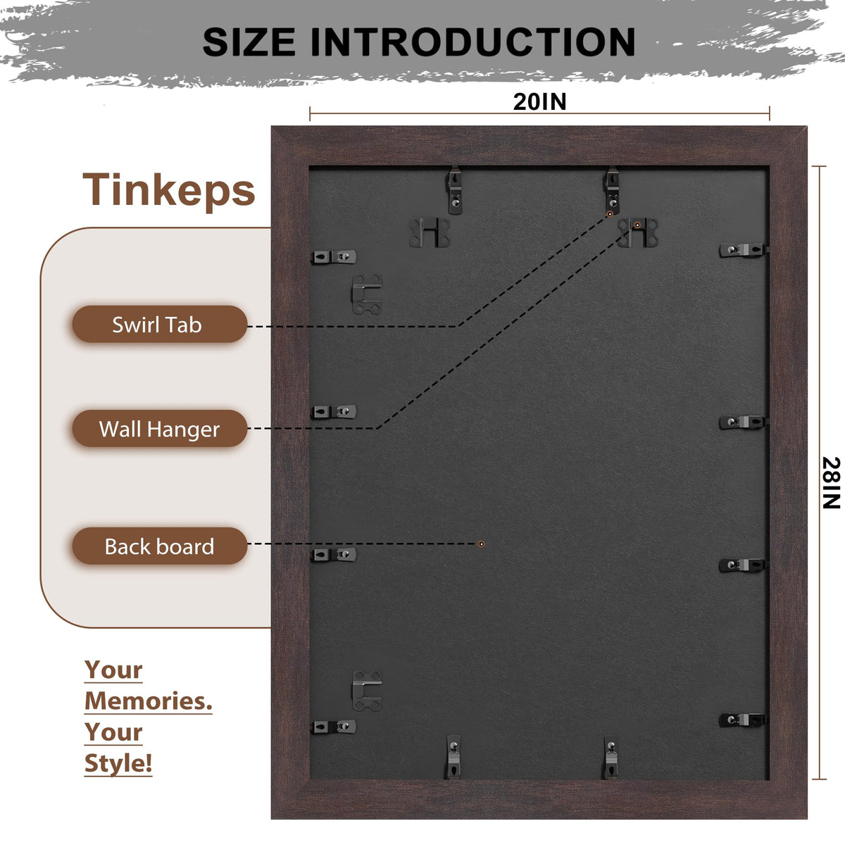 Tinkeps wooden vintage style poster frame 20x28 on wall