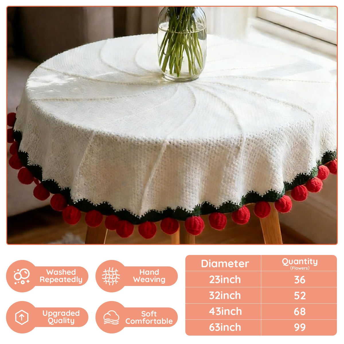 Tinkllicoy crochet-rose-bouquet-blanket on sofa for romantic decor and cozy warmth