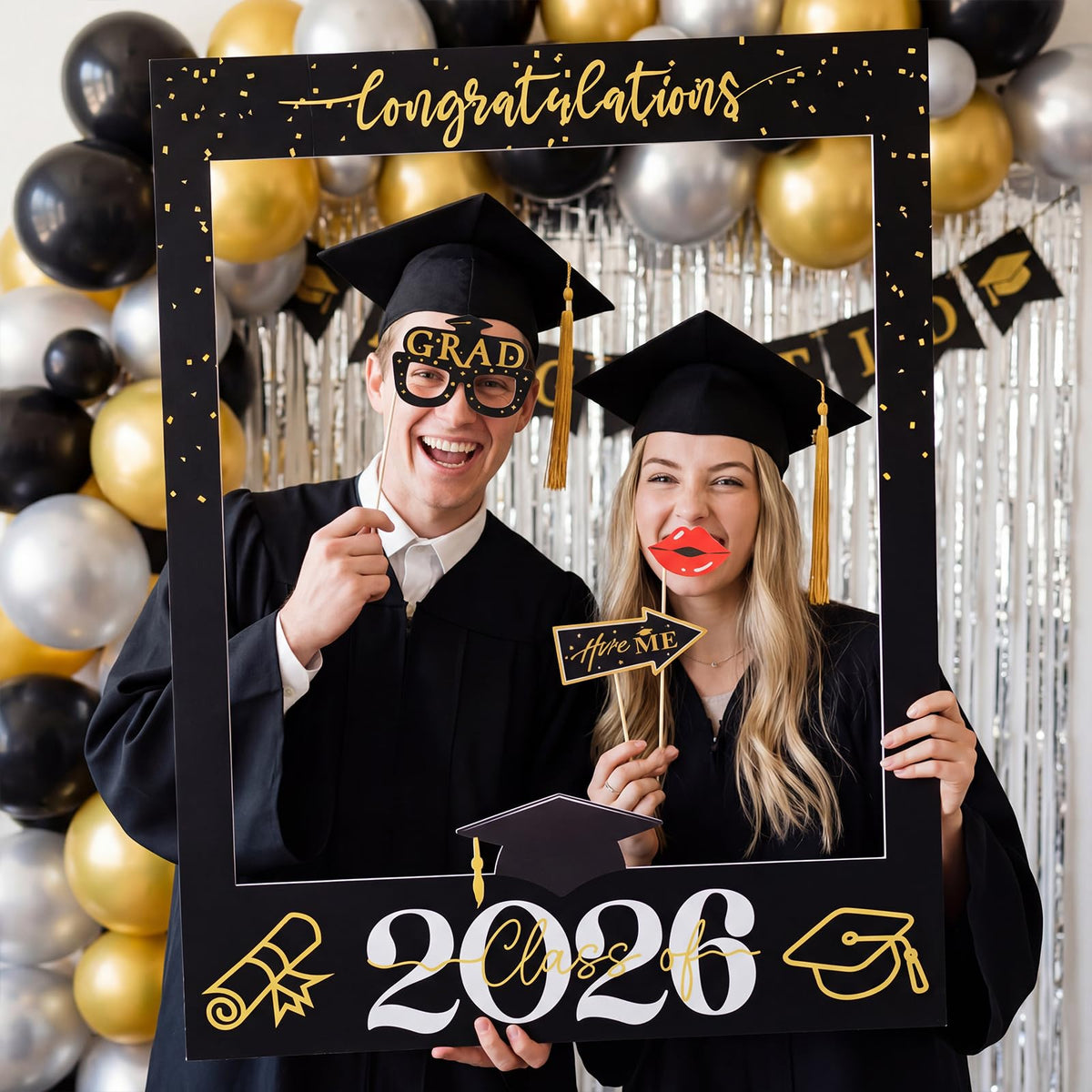 Tinlade black and gold design matching graduation decor and gowns