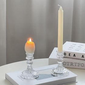 TinMix Glass Candlestick Close-Up: clear, non-toxic glass for peaceful ambience