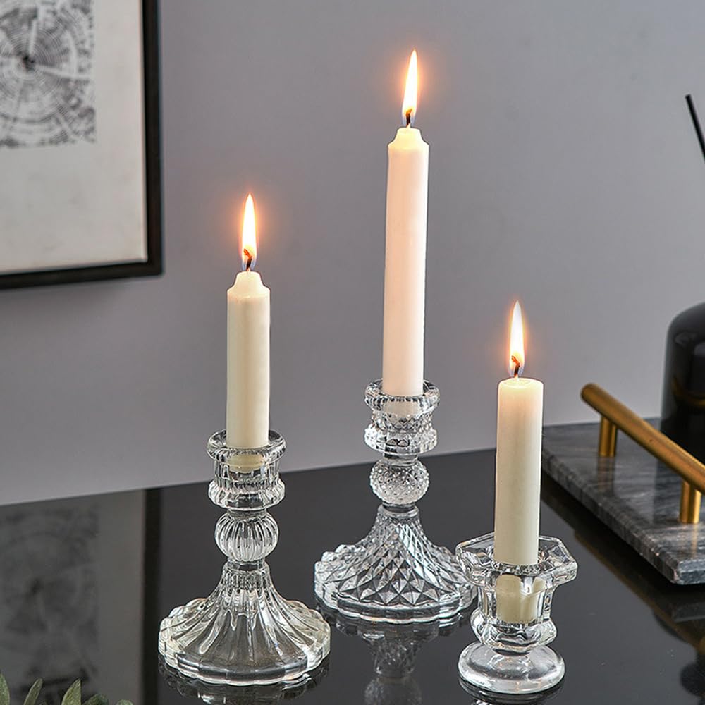 TinMix Glass Candlestick Set 6 with diamond grain elevates wedding centerpieces