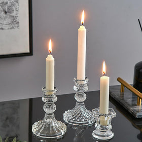 TinMix Glass Candlestick Set 6 with diamond grain elevates wedding centerpieces