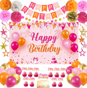 Tintisfafa pink-orange banner for a vibrant birthday focal point