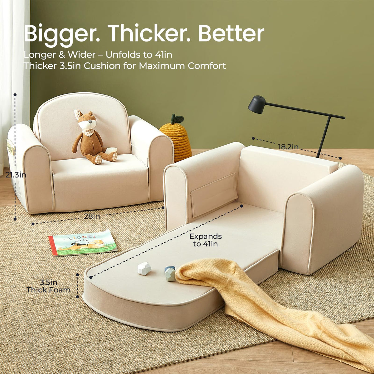 Tiny Land beige armrests and handle enable easy movement