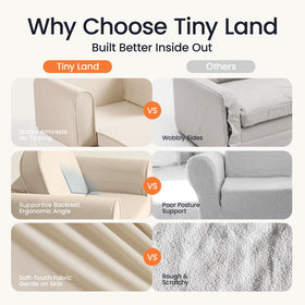 Tiny Land beige foam close-up showing soft support