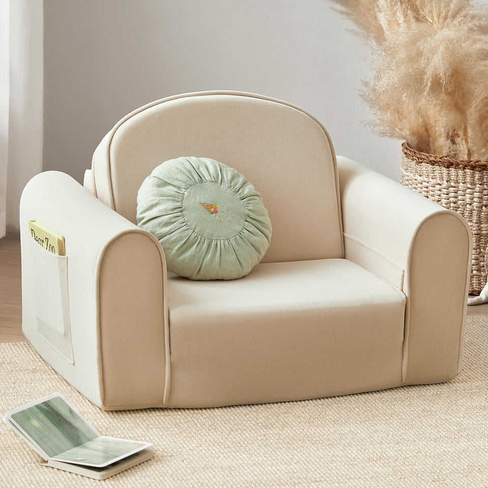 Tiny Land 2-in-1 beige sofa front view for compact spaces