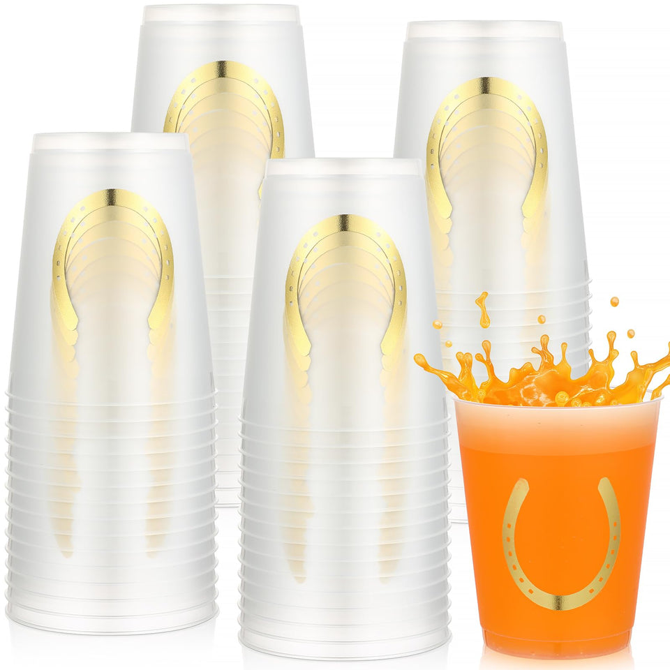 Tioncy Derby cups with golden horseshoe pattern for festive derby party decor