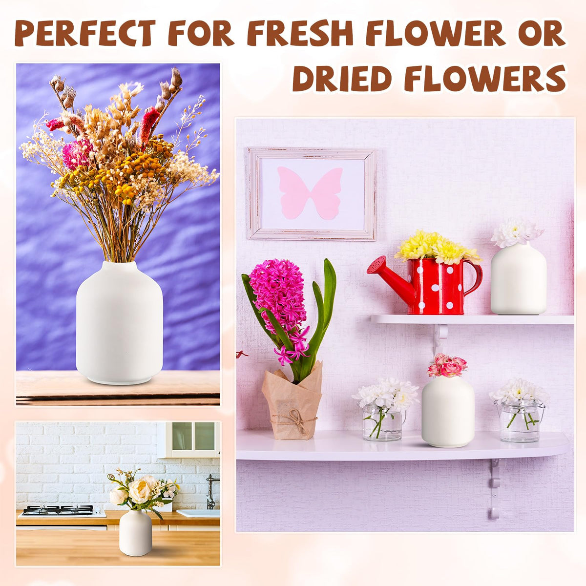 Tioncy gift-ready white ceramic vases ideal for housewarmings and special occasions.