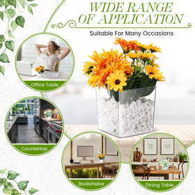 Tioncy square flower vase centers tables with charming bouquet displays.