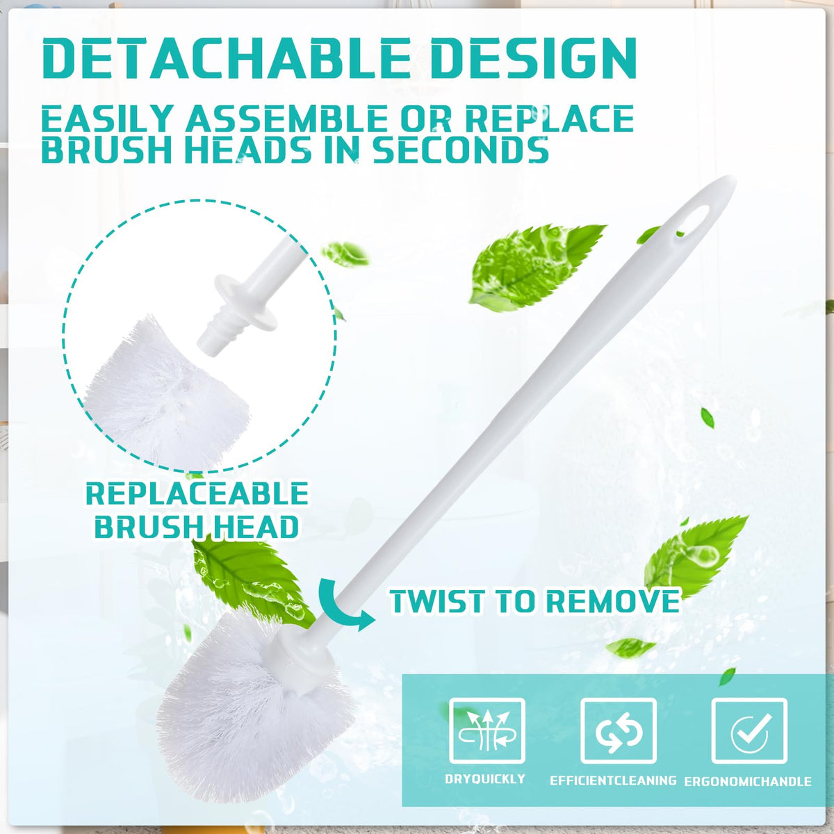 Tioncy toilet brush with PP handle grip for comfortable, secure cleaning