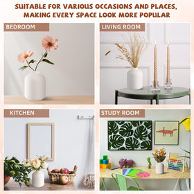 Tioncy white ceramic vases for dry flowers add minimalist charm to shelves or coffee tables.