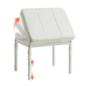 TIOPGHAD adjustable ottoman pouf with four height positions supports legs during desk tasks.