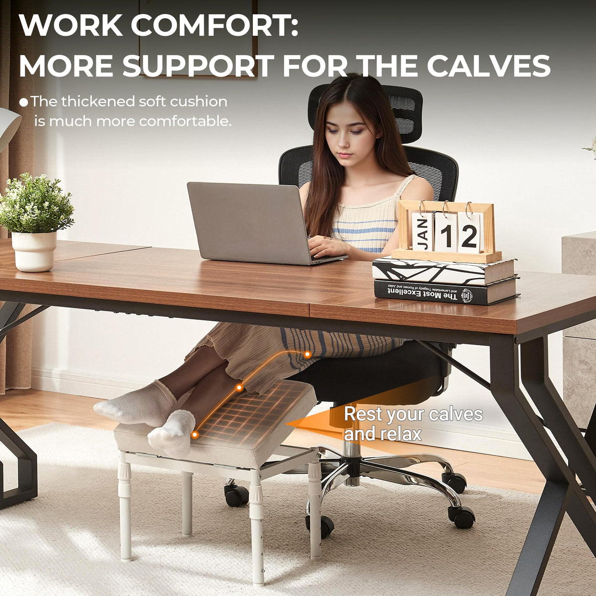 TIOPGHAD footrest under desk use helps maintain posture and reduce fatigue.