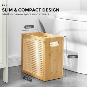 TIOPGHAD small-wicker-waste-basket highlights artisan look with natural bamboo grain variation