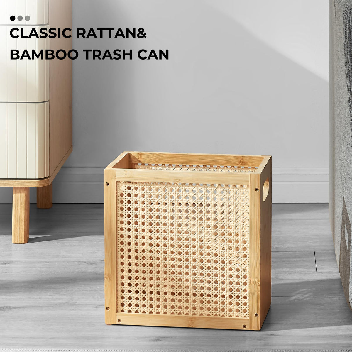 TIOPGHAD small-wicker-waste-basket fits tight spaces with its 3-gallon compact size