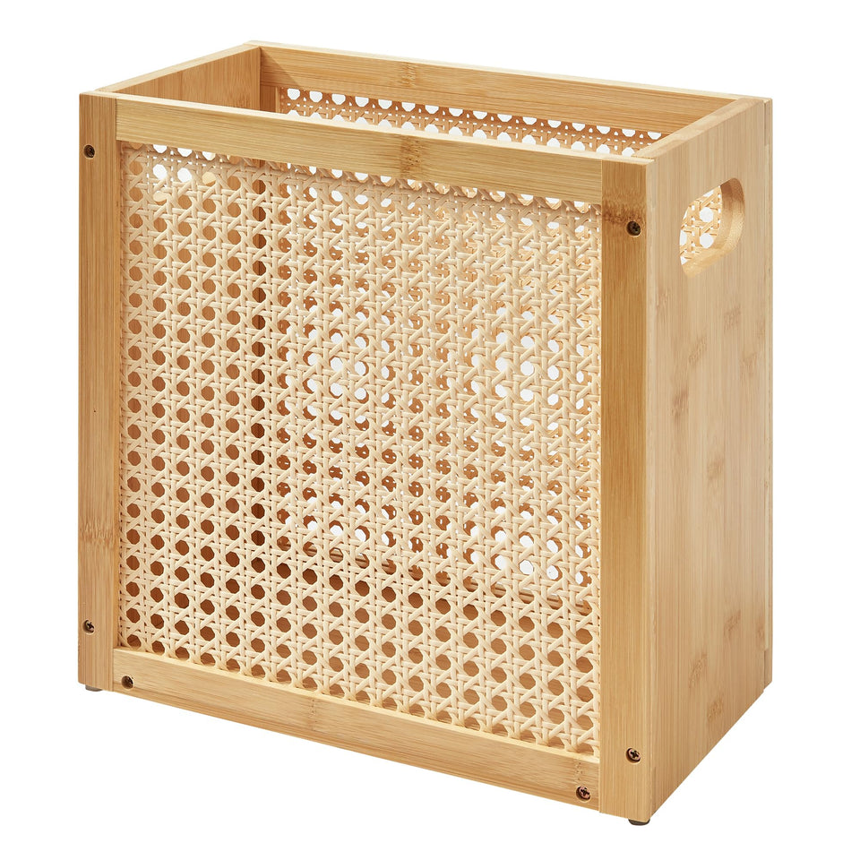 TIOPGHAD small-wicker-waste-basket with side wicker texture, enhances airflow and moisture control