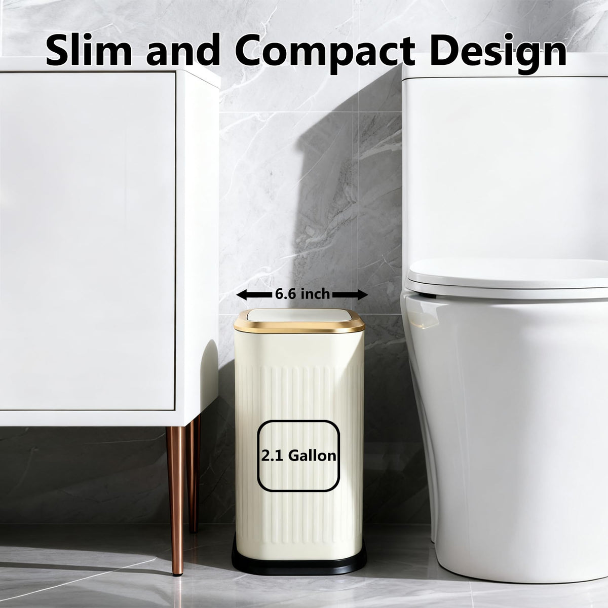 TIPGO 2-1-gallon trash-bin-cream fits small spaces and blends with decor.