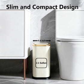 TIPGO 2-1-gallon trash-bin-cream fits small spaces and blends with decor.