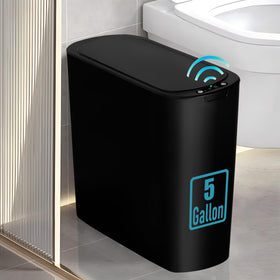 TIPGO 5-gallon motion sensor trash can front view enables convenient touchless disposal.