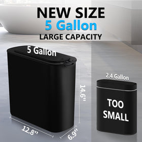 TIPGO trash can lid open view demonstrating hands-free operation.