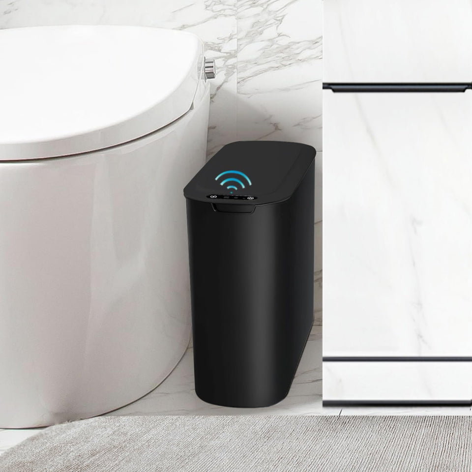 TIPGO motion sensor trash can with lid, touchless operation for clean hands-free disposal.