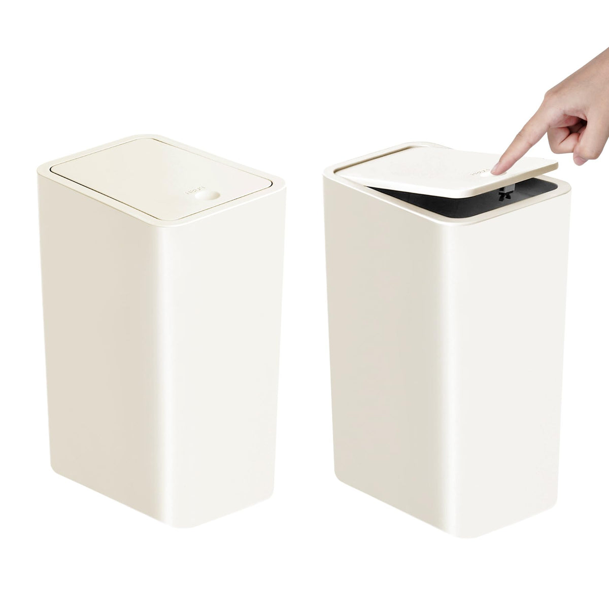 Tipgo 10L bathroom trash can in package view, showcasing slim storage