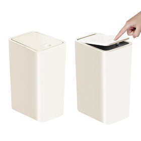 Tipgo 10L bathroom trash can in package view, showcasing slim storage