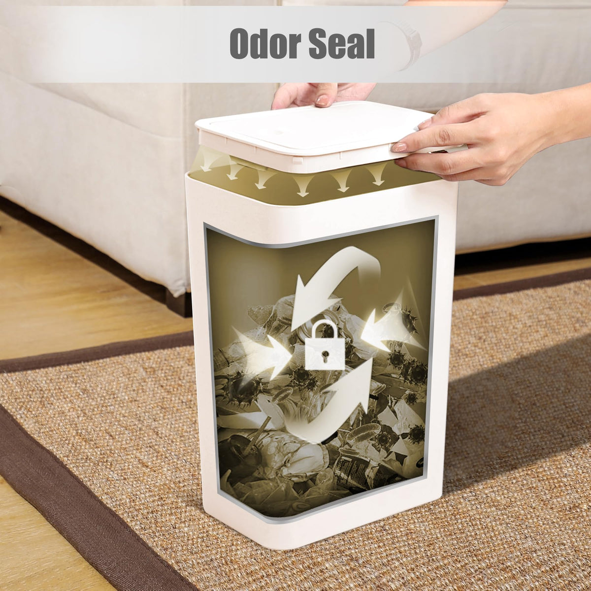 Tipgo removable lid with bag removal for quick disposal