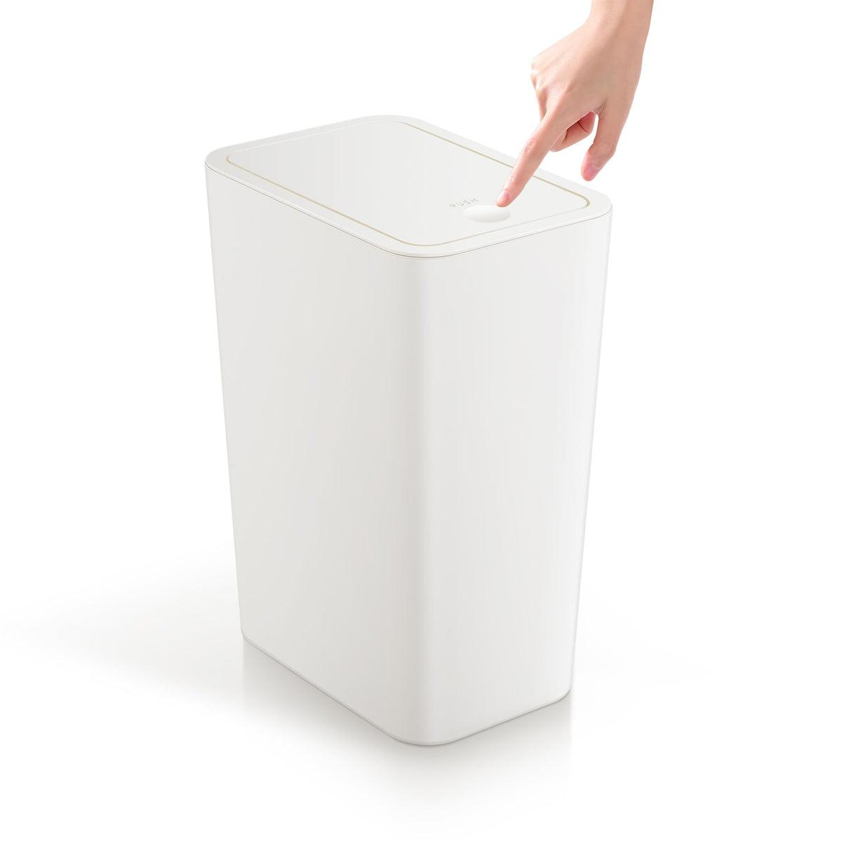 TIPGO bathroom trash can with lid, slim profile for tight spaces.