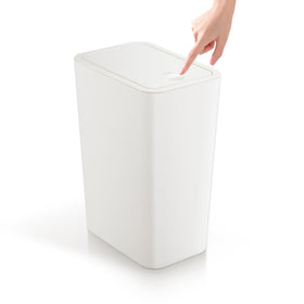 TIPGO bathroom trash can with lid, slim profile for tight spaces.