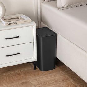 TIPGO pop-up lid trash can demonstrates easy one-handed use.
