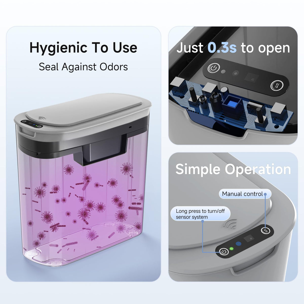 TIPGO battery compartment requires 2 AA batteries for automatic operation.