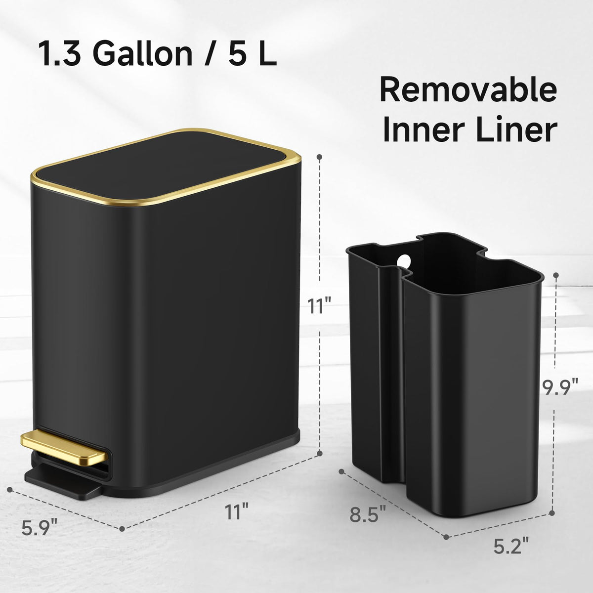 TIPGO 5L capacity is ideal for everyday light waste