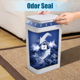 TIPGO lightweight, easy-clean trash bin made of durable plastic in grey.