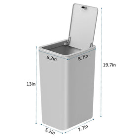 TIPGO grey trash can with lid sealing odors in a kitchen or bathroom.