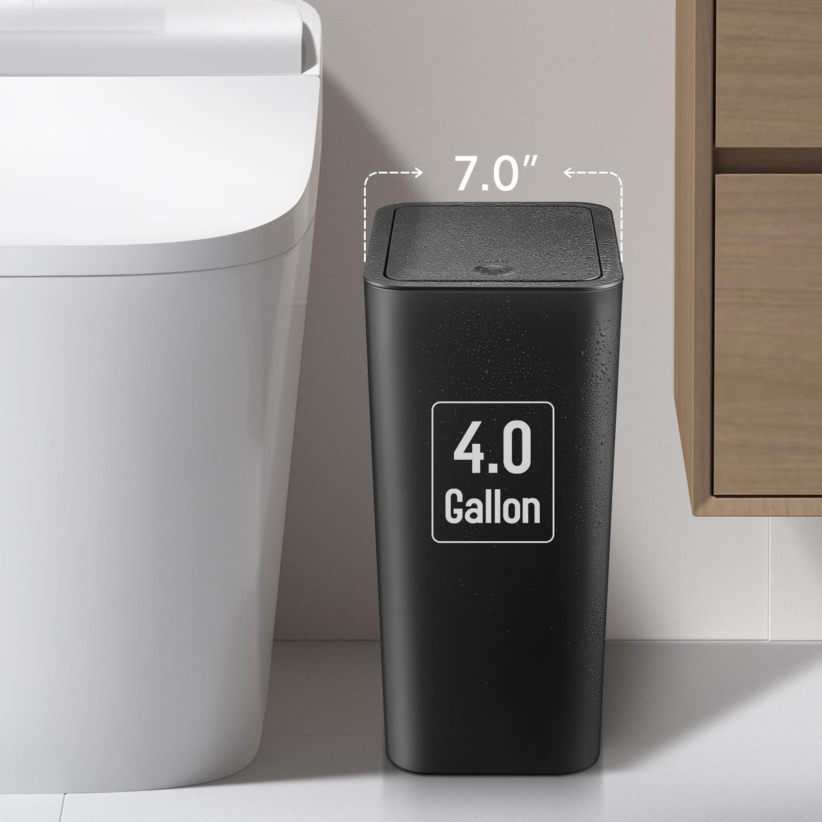 TIPGO pop-up lid operation for quick, hands-free disposal.