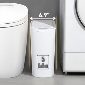Tipgo slim 5-gallon trash bin fits narrow spaces in bathrooms and offices