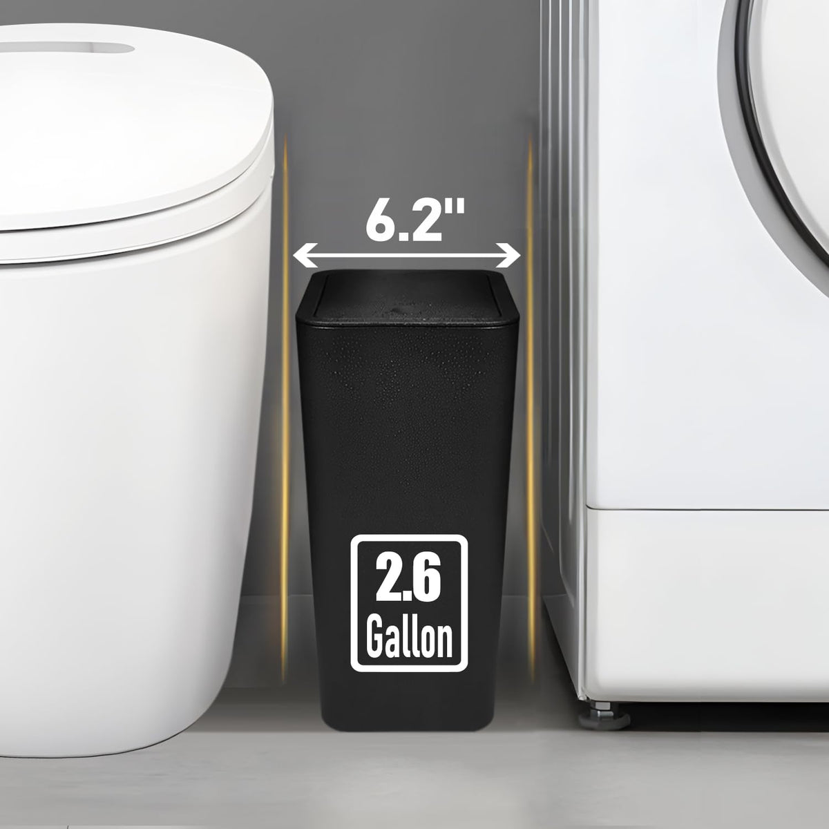 TIPGO slim trash bin tucked into a corner, ideal for small kitchens